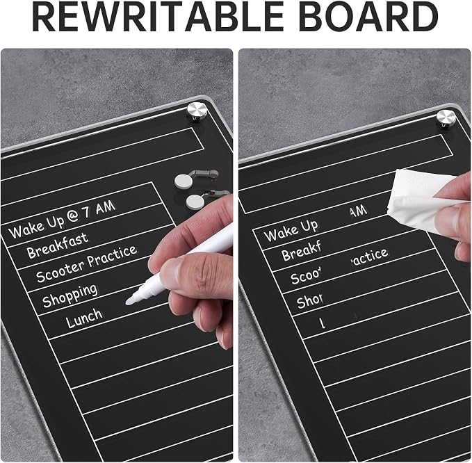 NiHome Black Acrylic Magnetic to Do List Planning Board - Image 7