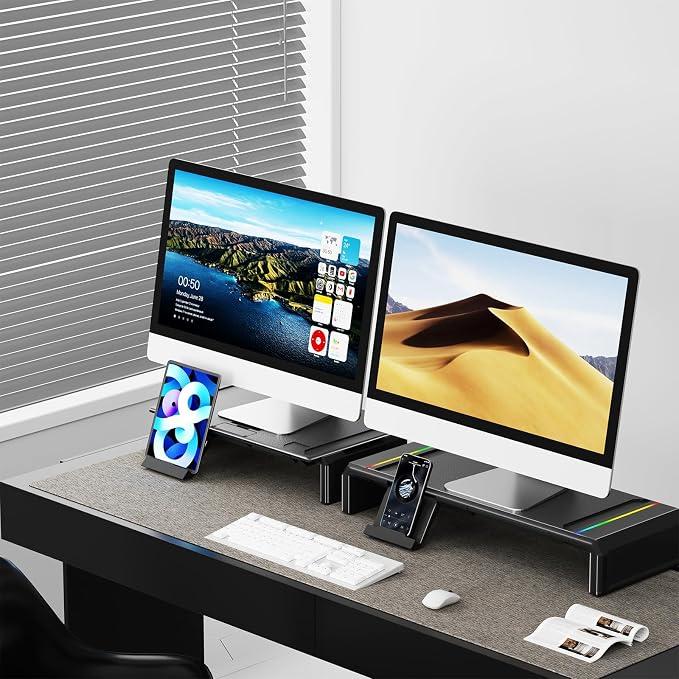 Heymaster Dual Monitor Stand for Desk, Gaming Monitor Riser - Image 8