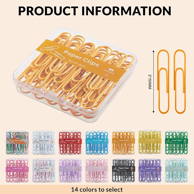 NEEWAY Colorful Large Paper Clips, 2 Inch Jumbo Paper Clips, 3 Pack of 50 - Image 2