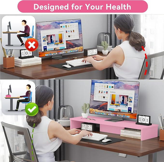 TV Riser Stand with LED Lights, 42.5" Super Large Monitor Stand Riser, Tabletop - Image 5