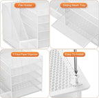 Marbrasse Desk Organizer with File Holder, 5-Tier Paper Letter Tray, Mesh Desk - Image 4