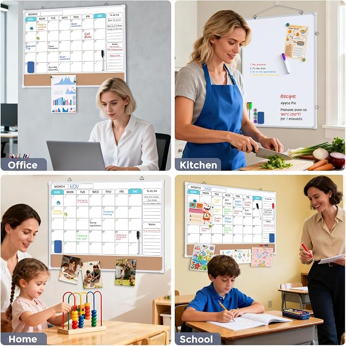 MaxGear Monthly Calendar Whiteboard Dry Erase Cork Board - Image 7