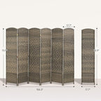 HOMCOM 6 Panel Room Divider, Hand-Woven Freestanding Wall Partition - Image 7
