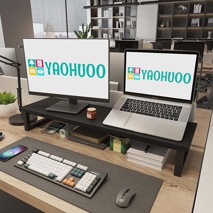 YAOHUOO Dual Monitor Stand Riser, 39Inch Large Monitor Stands - Image 6