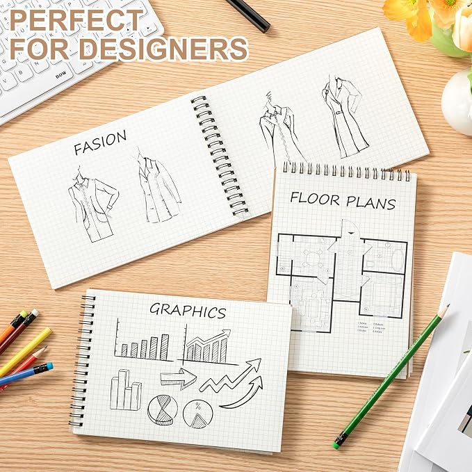 Engrowtic 1 Pack Graph Paper Spiral Notepad A5 Top Wirebound Notepad Grid - Image 3