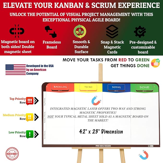 PMXBOARD Magnetic Kanban & Scrum Board – Lightweight Agile Whiteboard - Image 2