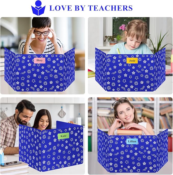 Blue 24-Pack Desk Dividers for Students, Waterproof Plastic Study Carrel Divider - Image 6