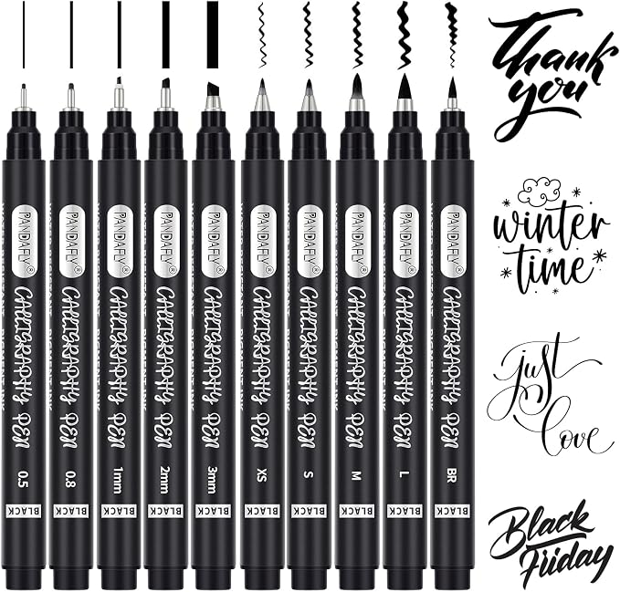 PANDAFLY Calligraphy Pen, 10 Size Calligraphy Pens by PANDAFLYArtSupplies