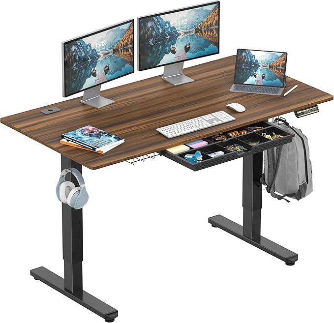 SHW 55 x 28 Inches Electric Height Adjustable Standing Desk by SHW