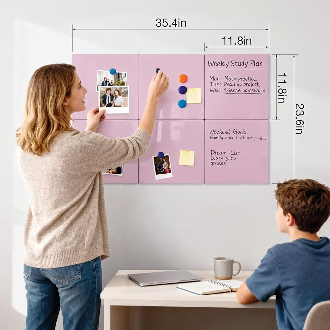 Comix Magnetic Dry Erase Board, 6 Pack, 11.8 x 11.8 Inches, Modular Whiteboard - Image 2