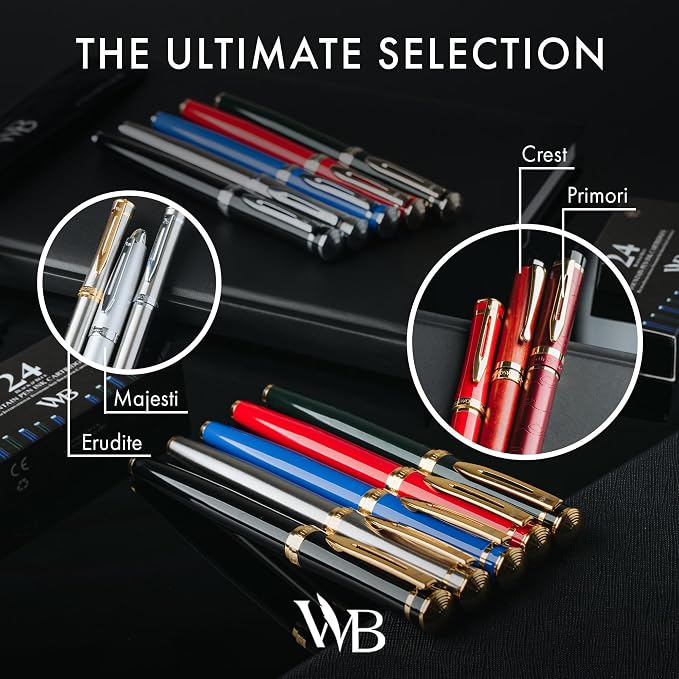 Wordsworth & Black Fountain Pen Set, 18K Gilded Medium Nib, Includes 24 Pack - Image 9