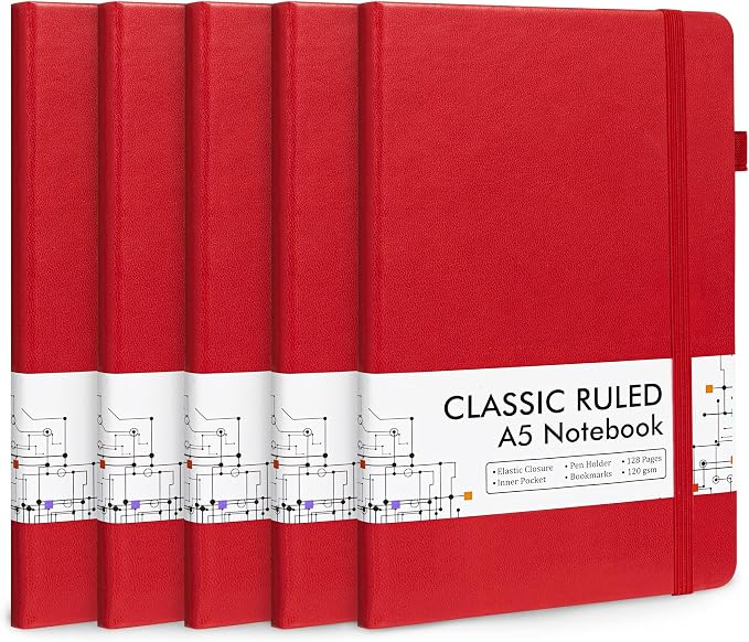 5 Pack Journal Notebook Bulk for School, Feela Hardcover Business Notebooks by feela