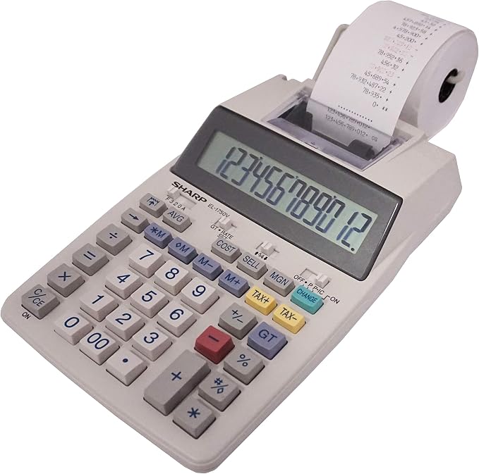 Sharp EL-1750V Two-Color Printing Calculator 2 Lines/Sec 3" Black/Red - Image 6