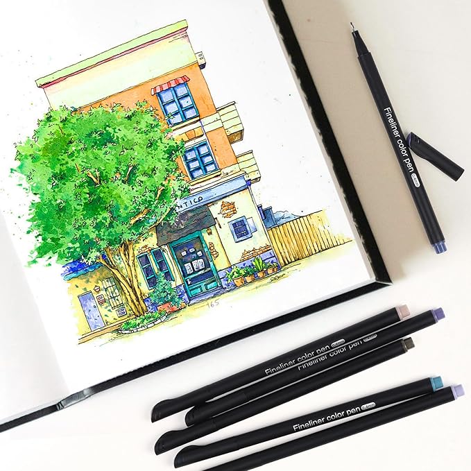huesamhi 24 Fineliner Pens Set 0.4mm Ultra Fine Tip Drawing Markers - Image 5