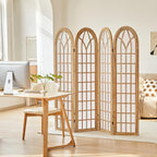 Asnefeli 4 Panel Japanese Room Divider, Shoji Style Partition Divider, Fully - Image 6