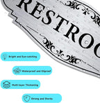 Restroom Sign Sticker for Business & Home, Self-Adhesive Brushed Silver Elegant - Image 3