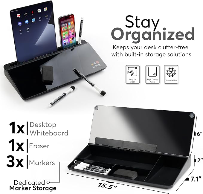 HURUC Small Glass Desktop Whiteboard - Image 7