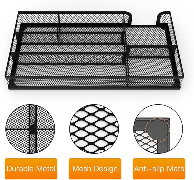 ITAYVAN Desk Drawer Organizer, Small Metal Mesh Drawer Organizer Tray, Office - Image 3
