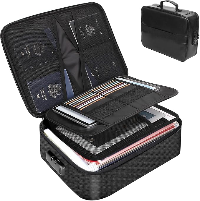 Fireproof Document Box for file organizer, Fireproof Bag for Important Document by Unknown
