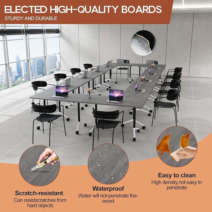 Folding Conference Table 4ft 5ft, Foldable Office Meeting Desk - Image 4