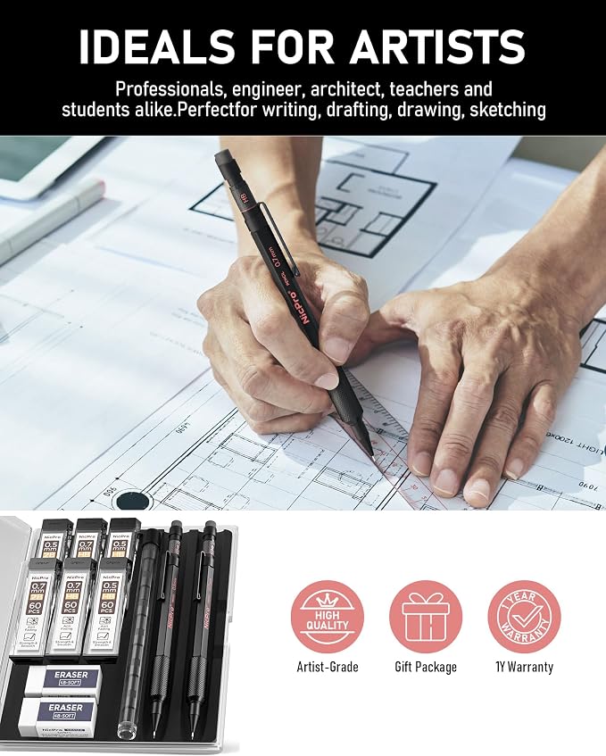 Nicpro 0.5 mm & 0.7 mm Mechanical Pencil Set - Image 6