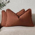 Foindtower Set of 2 Decorative Linen Fringe Lumbar Throw Pillow Covers by Foindtower