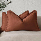 Foindtower Set of 2 Decorative Linen Fringe Lumbar Throw Pillow Covers by Foindtower