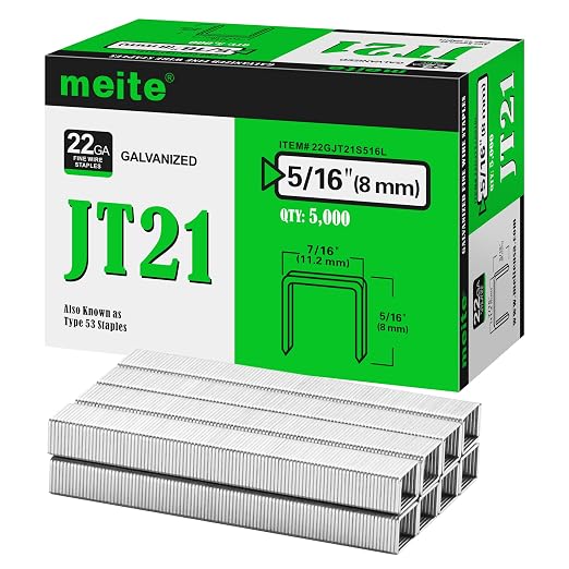 meite JT21 Staples, 5/16 Inch Galvanized Fine Wire Staples by meite