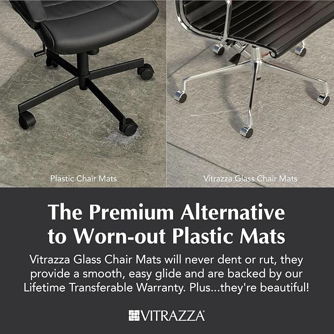 Vitrazza Glass Chair Mat 36” x 42” Superior ¼ Thick, Chiaro Standard Clear - Image 2