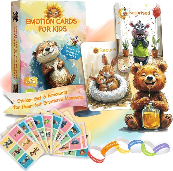 Emotion Cards for Kids – 50 Laminated Feelings & Calm-Down Cards for Classroom by Unknown