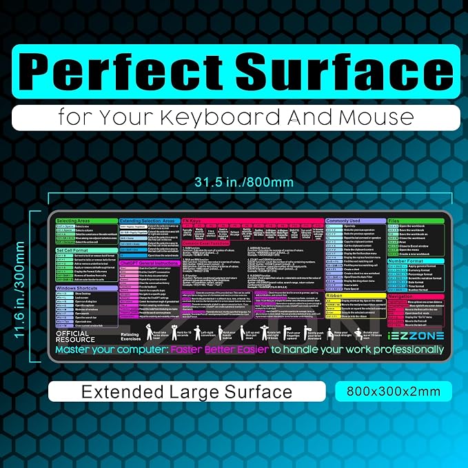 Excel Shortcut Keys Mouse Pad|Excel Cheat Sheet Desk Pad - Image 2