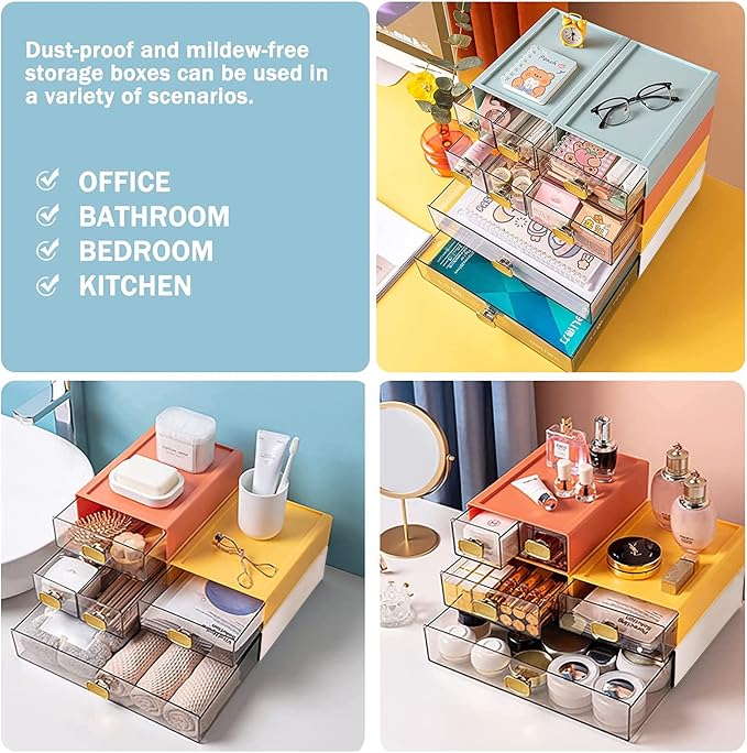 DETEIN 2PACK Stackable Desktop Storage Organizer Plastic Desk Organizer - Image 7
