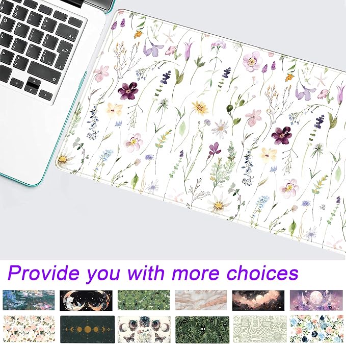 White Floral Desk Mat Cute Flowers Desk Pad Aesthetic Sage Mouse Pad XL Large - Image 7