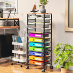 Simple Trending 12 Tier Rolling File Cart, Wood Desk File Organizer - Image 2