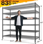REIBII 83" H Storage Shelves 3840LBS Metal Shelving Unit 6 Tier Wire Shelving - Image 3