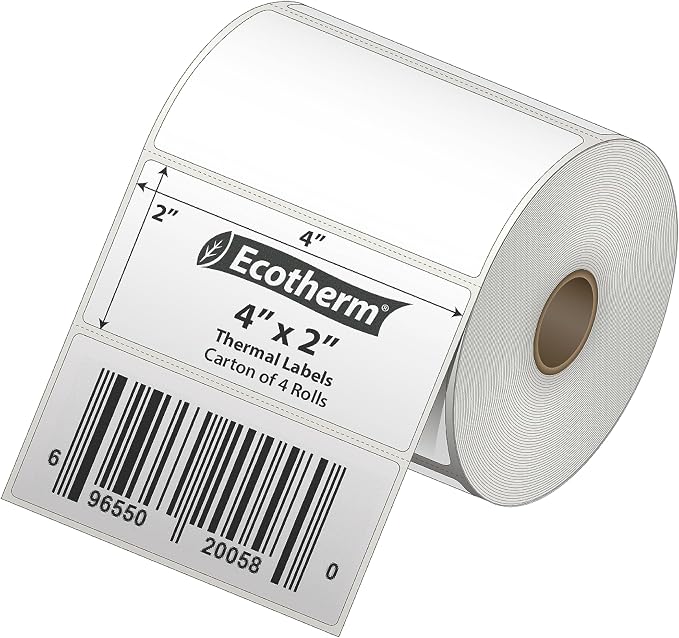 4" x 2" Thermal Labels | 4 Rolls | 3040 Labels | fits Zebra, Offnova Thermal - Image 2