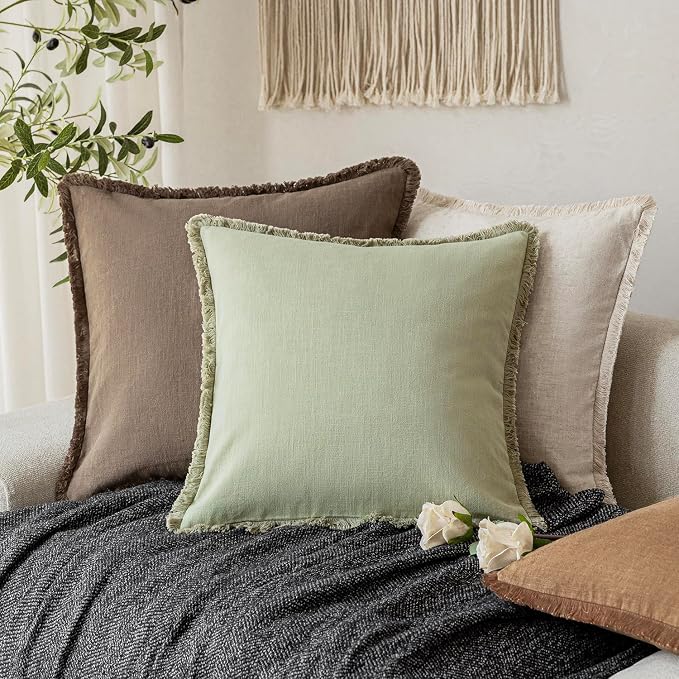 Foindtower Set of 2 Decorative Fringe Throw Pillow Covers Boho Farmhouse - Image 5
