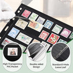 5 Sheets 10 Pages Postage Stamp Album Pages, 7 Pockets 7.7x 1.35in Stamp - Image 4