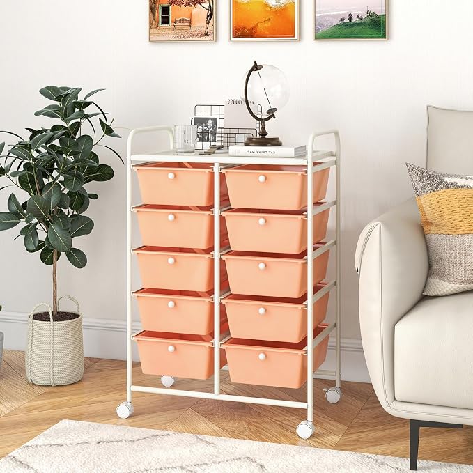 GOFLAME 10-Drawer Rolling Storage Cart, Art Craft Storage Organizer on Wheels - Image 9