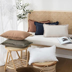 Foindtower Set of 2 Decorative Linen Fringe Lumbar Throw Pillow Covers Boho - Image 6