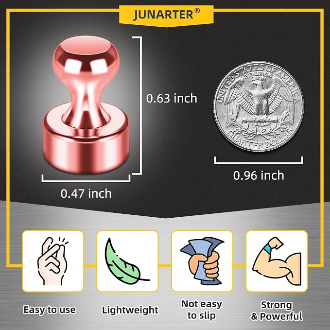 Junarter 20 Pack Magnetic Push Pins, Rose Gold Strong Fridge Magnets, - Image 2