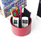 Hennaja Round Leather Art Supply Organizer, Remote Control Holder, 360 Degree - Image 6