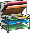 Desk File Organizer, 3-Tier Letter Tray Paper Organizer and 2-Pocket Metal by Delifox