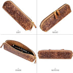 Gexmil Genuine Leather Pen Case, Full Grain Leather Pencil Holder, Hand-made - Image 4