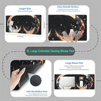 Cute Black White Cats Desk Mat Anime Cat Mouse Pad Kawaii Moon Desk Pad XL - Image 4