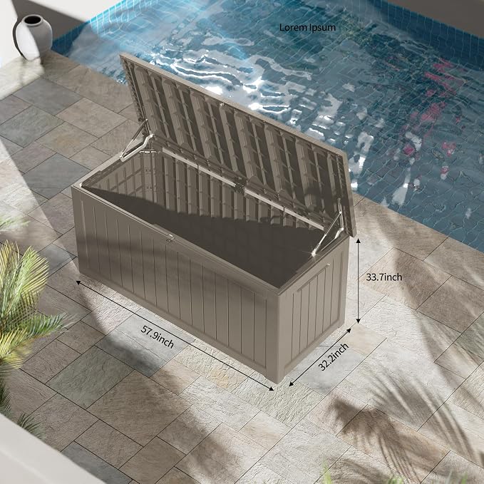 Decksplore 270 Gallon Outdoor Storage Box Waterproof Lockable Resin Deck Box - Image 2