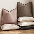 Foindtower Set of 2 Decorative Linen Fringe Throw Pillow Covers Boho Farmhouse - Image 6