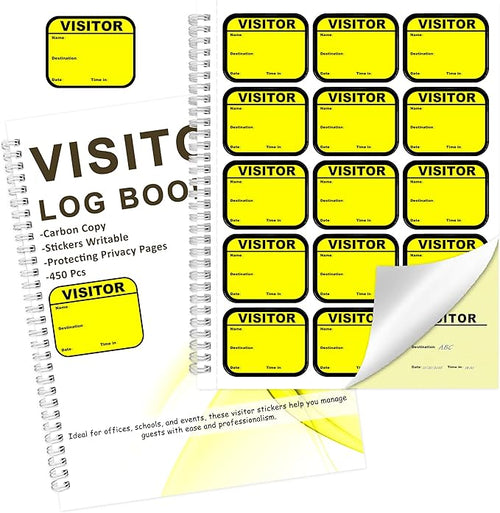 1 Pack Visitor Badges with Carbon Copy Visitor Stickers Letter Size Visitor Log by Unknown