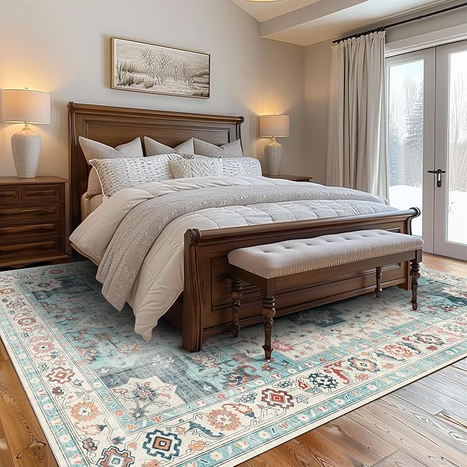 GENIMO 9x12 Area Rugs for Living Room, Machine Washable Non Slip Rugs, Low Pile - Image 3
