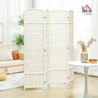 HOMCOM 4 Panel Room Divider, Hand-Woven Freestanding Wall Partition - Image 2